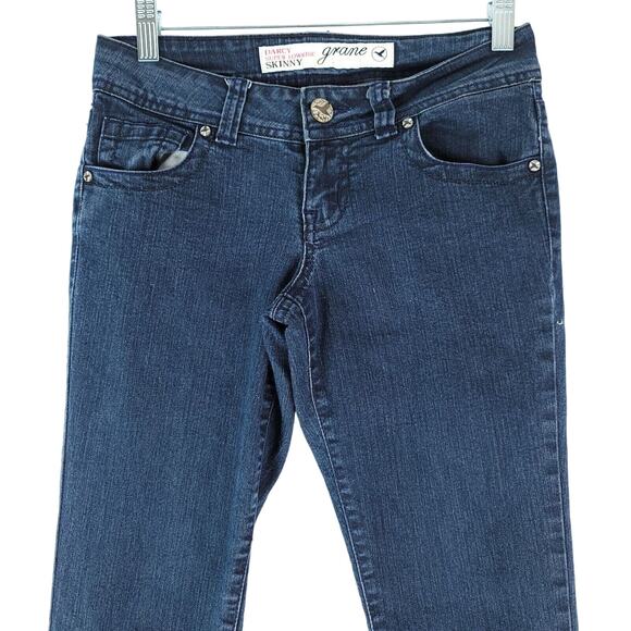 Grane Jeans Womens 1 (27x30.5) Blue Darcy Super Low Rise Skinny Dark Wash Y2K - Picture 3 of 9